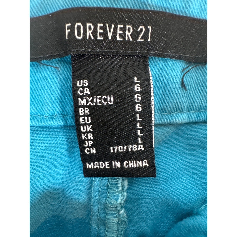 NWT Forever 21 Teal Blue Cargo Pants Wide Leg Utility Pocket Women's Size L - Picture 6 of 6